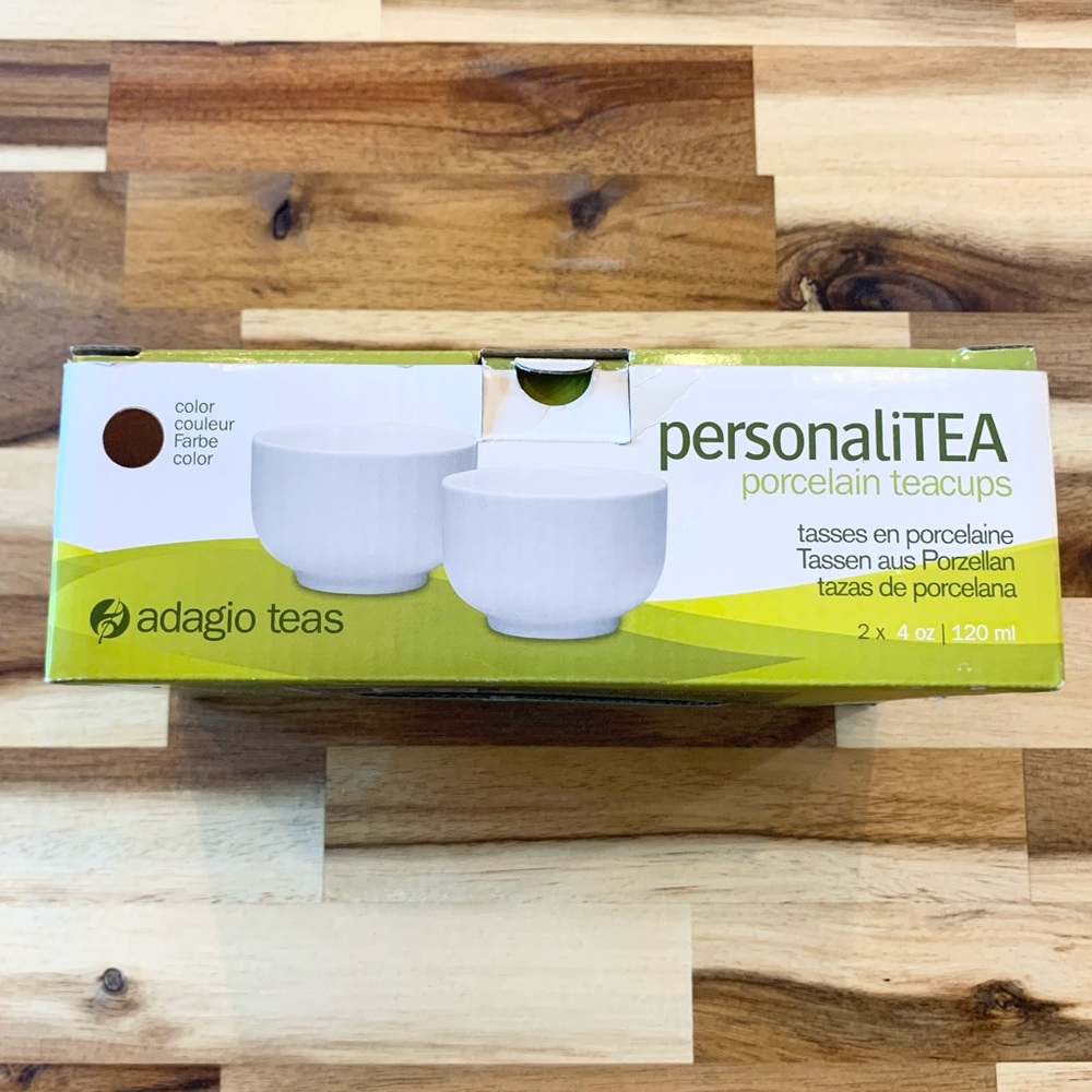 (2ea) 4oz Brown Porcelain PersonaliTEA Teacups w/out Handles